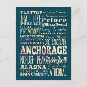 Postal Atracciones y lugares famosos de Anchorage, Alaska