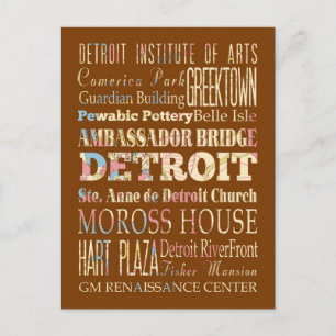 Postal Atracciones y lugares famosos de Detroit, Michigan