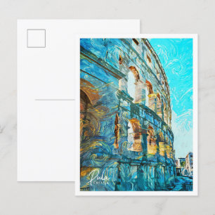 Postal Atractivo paisaje de pintura al óleo de Pula Croat