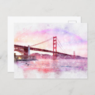 Postal Atractivo pastel del puente Golden Gate en San Fra