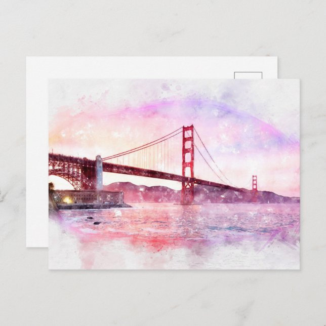 Postal Atractivo pastel del puente Golden Gate en San Fra (Anverso / Reverso)