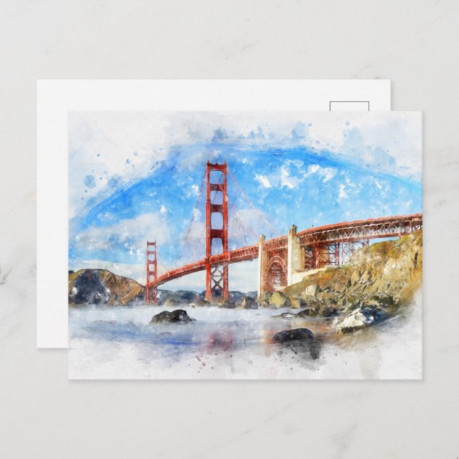 Postal Atractivo pastel del puente Golden Gate en San Fra (Anverso / Reverso)