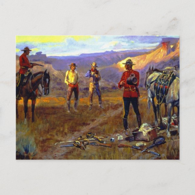 Postal “Atrapado con las mercancías” de Charles M Russell (Anverso)