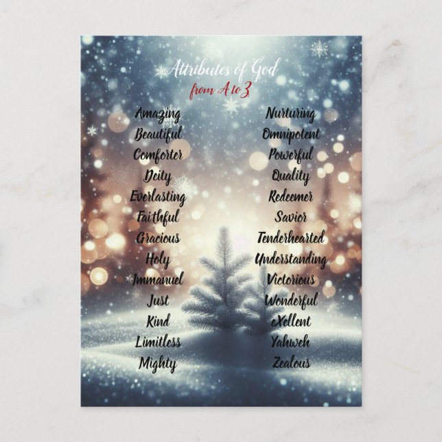 Postal Atributos de Dios Navidad Días de Invierno (Anverso)