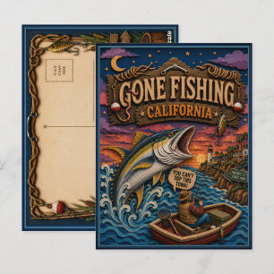 Postal Atún de Aleta Amarilla de California Gone Fishing
