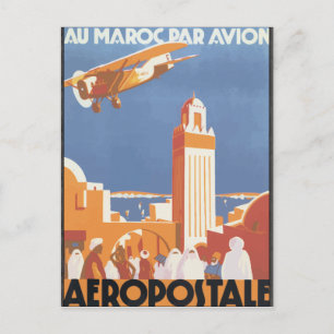 Postal Au Maroc Par Avion Aeropostale, Vintage