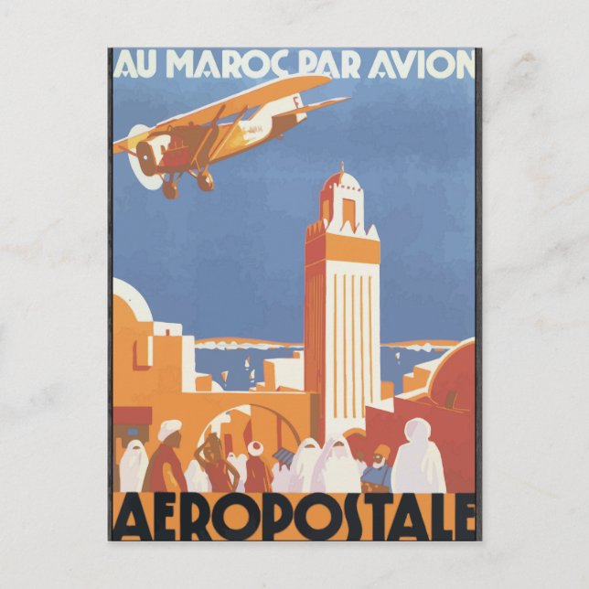 Postal Au Maroc Par Avion Aeropostale, Vintage (Anverso)