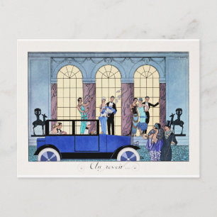 Postal Au Revoir, ilustracion Art Déco de 1920