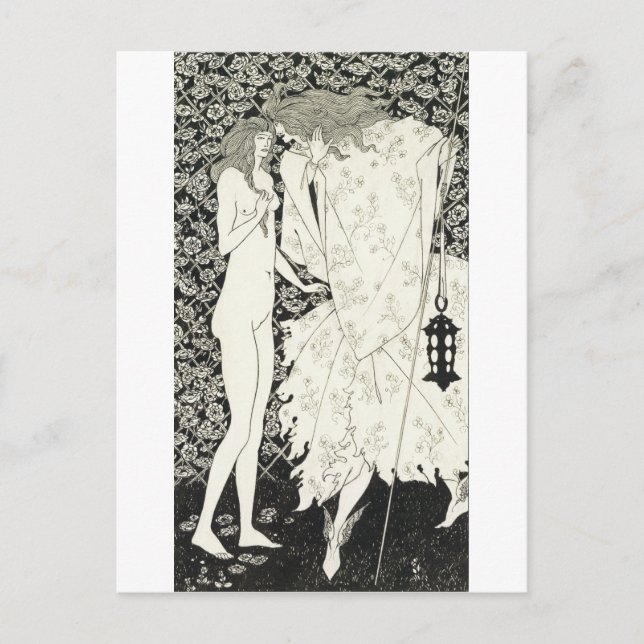 Postal Aubrey Beardsley - El misterioso jardín Rosa (Anverso)