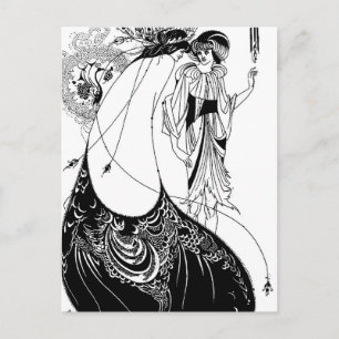 Postal Aubrey Beardsley La Falda del Pavo Real Art Nouvea