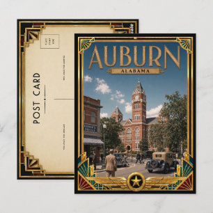 Postal Auburn Alabama Antiguo Arte Deco Edad de Oro