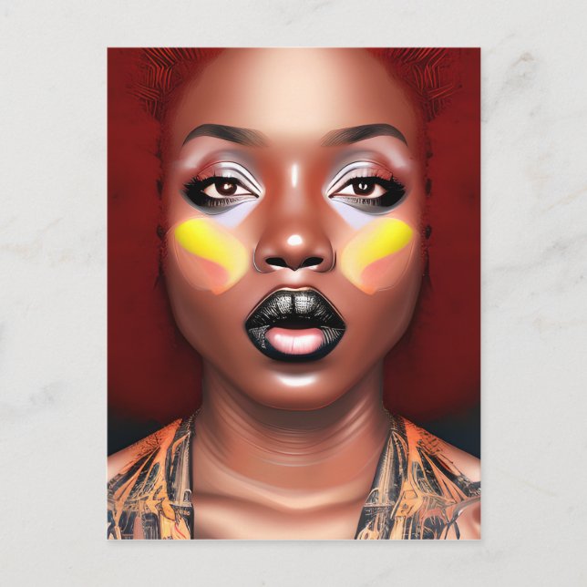 Postal Auburn Reina Naranja Brown cabello Melanin Afro ne (Anverso)