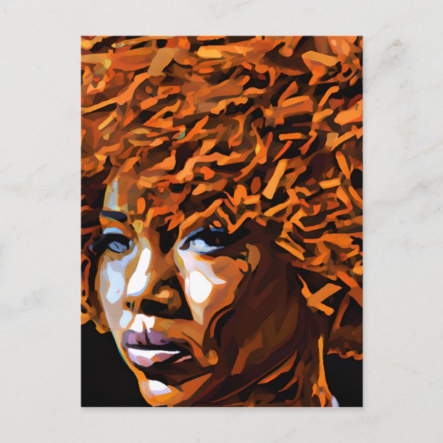 Postal Auburn Reina Naranja Brown cabello Melanin Afro ne (Anverso)