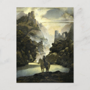 Postal Aucassin busca Nicolette por Maxfield Parrish