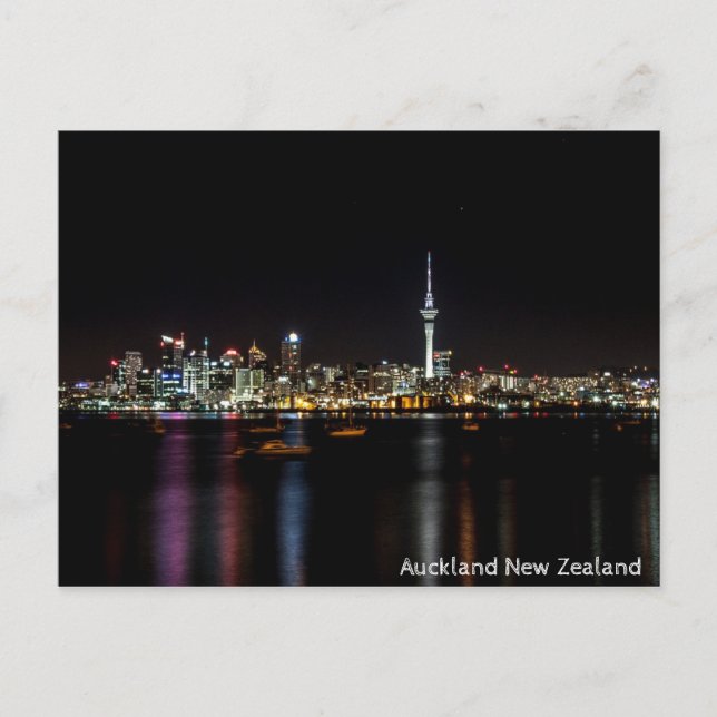 Postal Auckland New Zealand Night Skyline (Anverso)