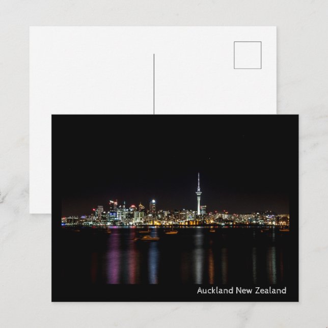 Postal Auckland New Zealand Night Skyline (Anverso / Reverso)