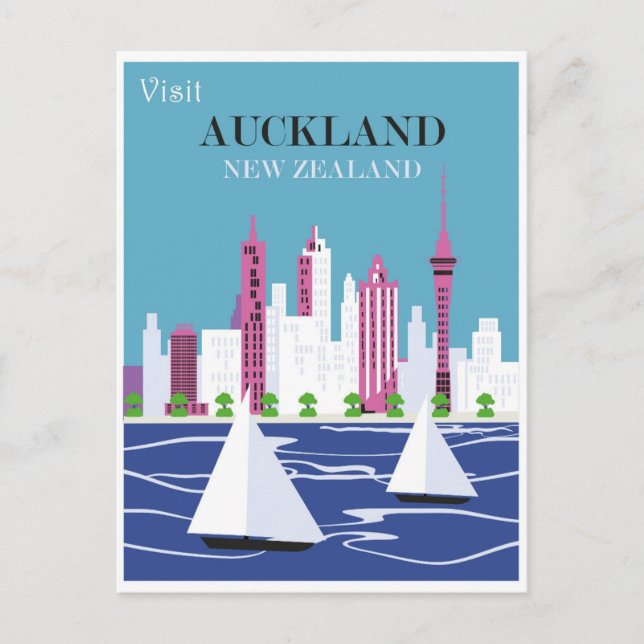Postal Auckland New Zealand Vintage Travel (Anverso)