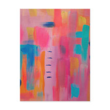 Audaz arte abstracto en rosa y azul