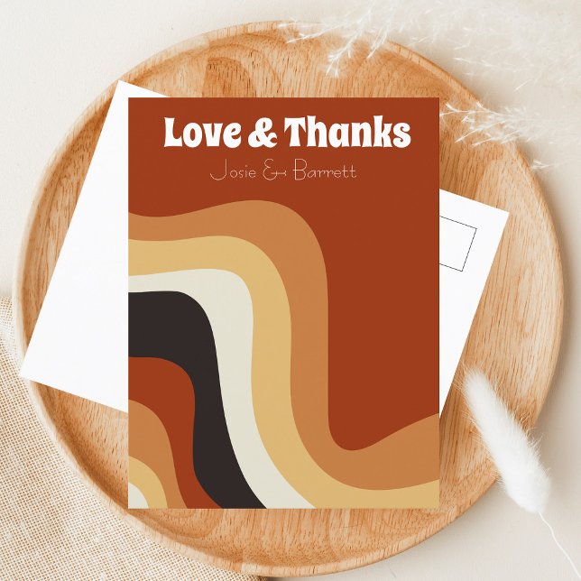 Postal Audaz foto de boda retro groovy de los 70 Amor y g (Subido por el creador)