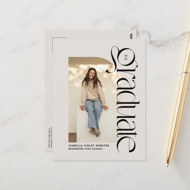 Postal Audaz graduación moderna de dos fotos (Anverso/Reverso In Situ)