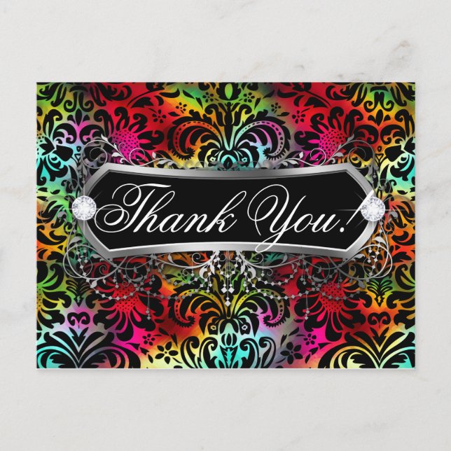 Postal Audaz Patrón De Flores Moda Joyería Gracias (Anverso)