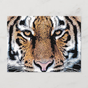 Postal Audaz Retrato de Tigre Estilo de Prensa Gráfica