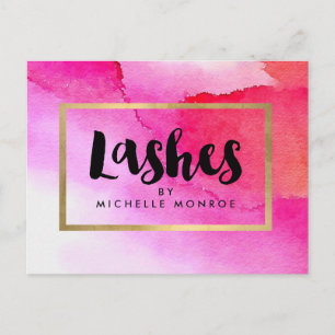 Postal Audaz Salon de Extensiones Lash de acuarela Rosa