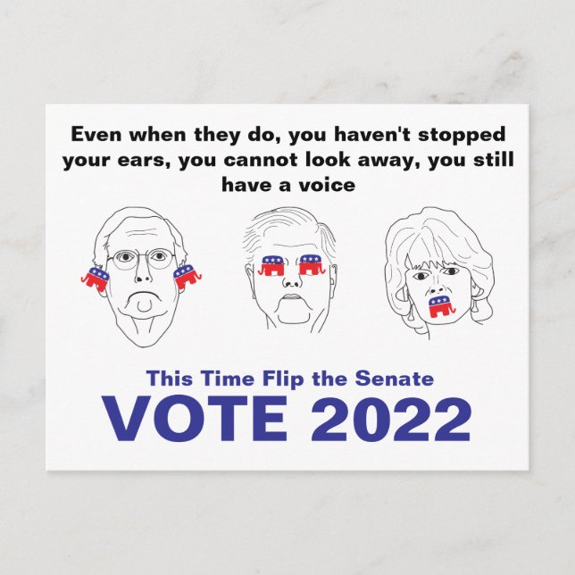 Postal Audiencia del Senado No, Ver No, No Hablar Voto Ma (Anverso)