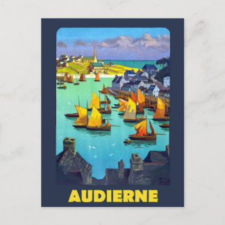 Postal Audierne, Barcos de Vela en el Puerto, Francia