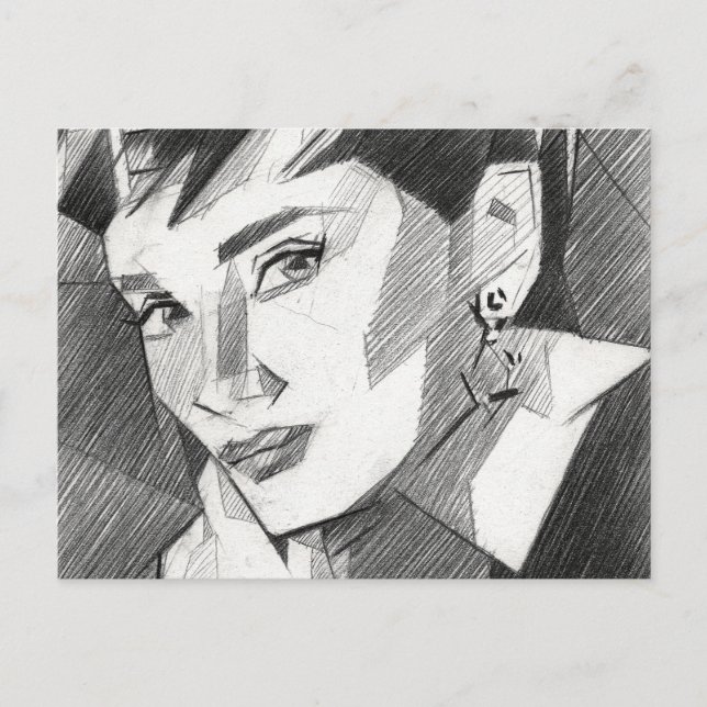 Postal Audrey Hepburn Inspired Portrait Postcard (Anverso)