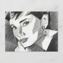 Audrey Hepburn Inspired Portrait Postcard