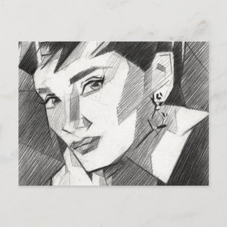 Postal Audrey Hepburn Inspired Portrait Postcard