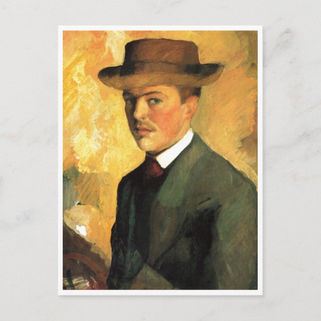 Postal August Macke - Autorretrato con petróleo Gorra 190 (Anverso)