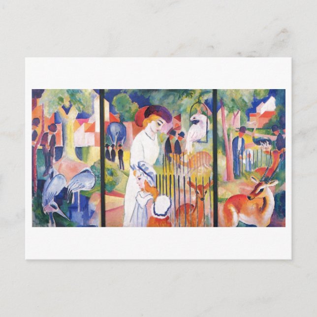 Postal August Macke - Gran Jardín Zoológico Triptychon 19 (Anverso)