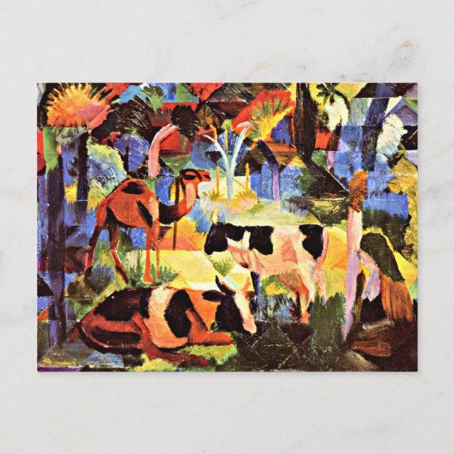 Postal August Macke - Paisaje con vacas y un camello (Anverso)