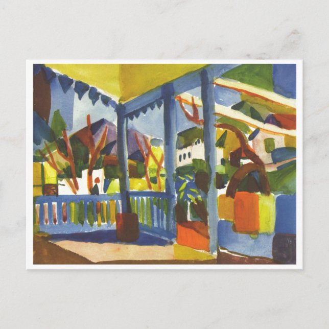 Postal August Macke - Terrasse en St. Germain 1914 (Anverso)