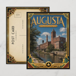 Postal Augusta Georgia Arte Deco Vintage Edad Dorada