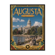 Augusta Maine Vintage Arte Deco Edad de Oro