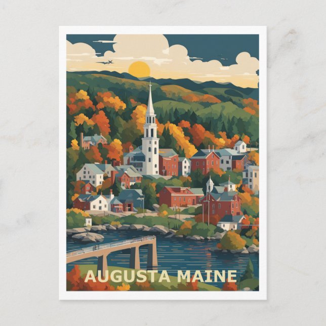 Postal Augusta ME Diseño de Arte Gráfico (Anverso)
