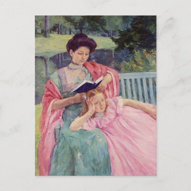 Postal Auguste Leyendo a su hija por Mary Cassatt (Anverso)