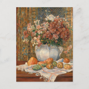 Postal Auguste Renoir con flores y praderas