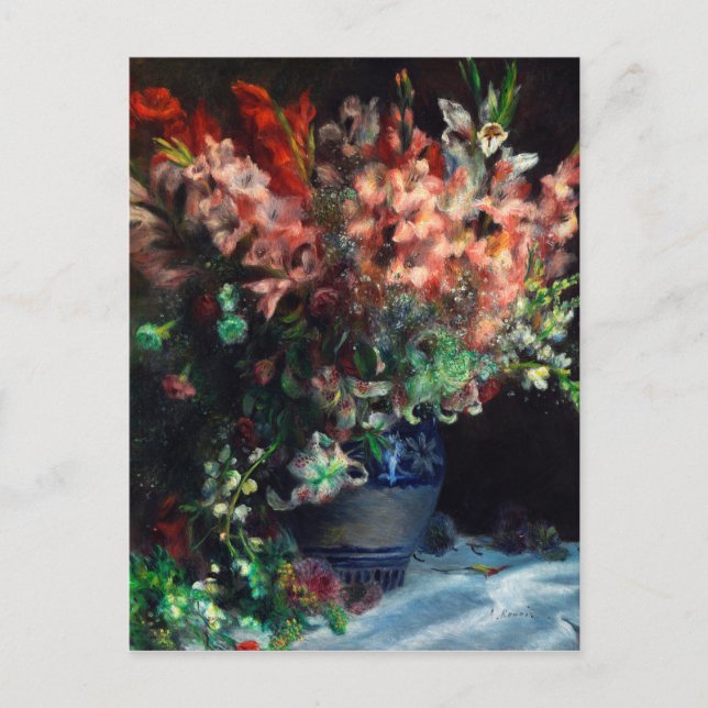 Postal Auguste Renoir - Gladioli En Una Base (Anverso)