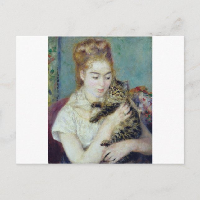 Postal Auguste Renoir - Mujer Con Gato (Anverso)