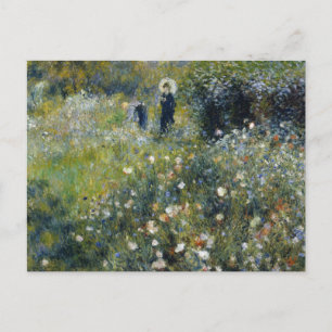 Postal Auguste Renoir - Mujer con sombrilla en un jardín