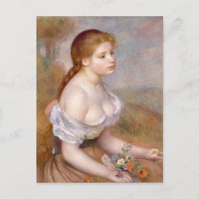 Postal Auguste Renoir un joven Chica con Daisies (Anverso)
