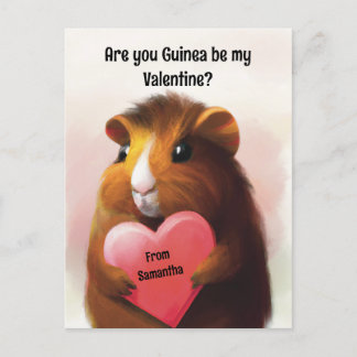 Postal Aula personalizada Valentine Guinea Pig