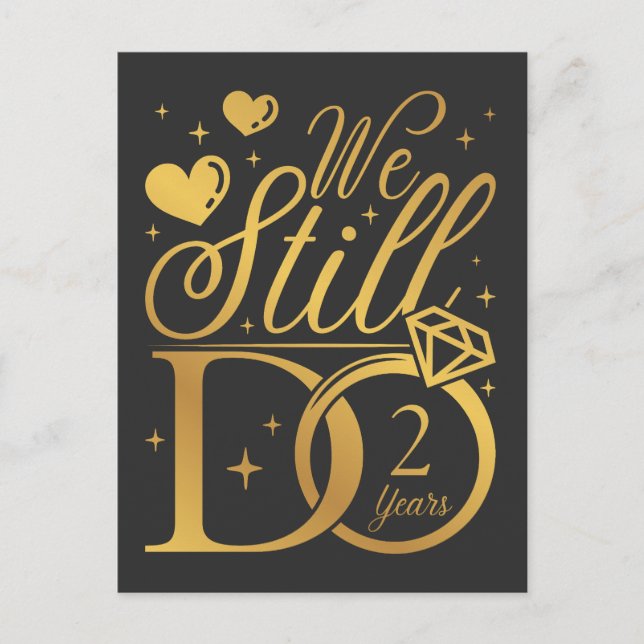 Postal Aún lo hacemos 2 años aniversario de boda (Anverso)