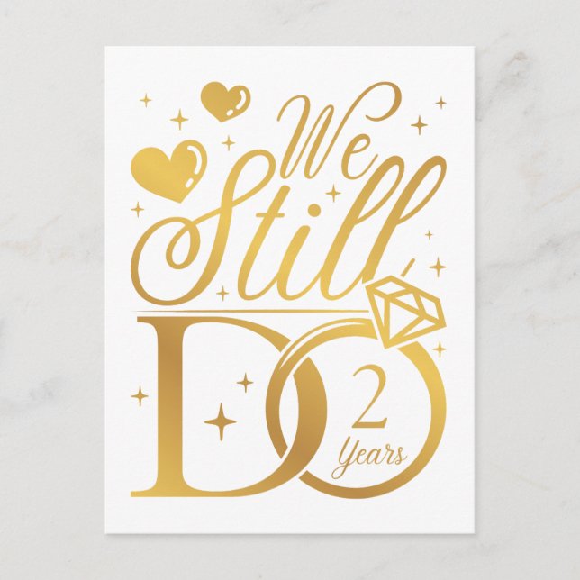 Postal Aún lo hacemos 2 años de aniversario de bodas (Anverso)