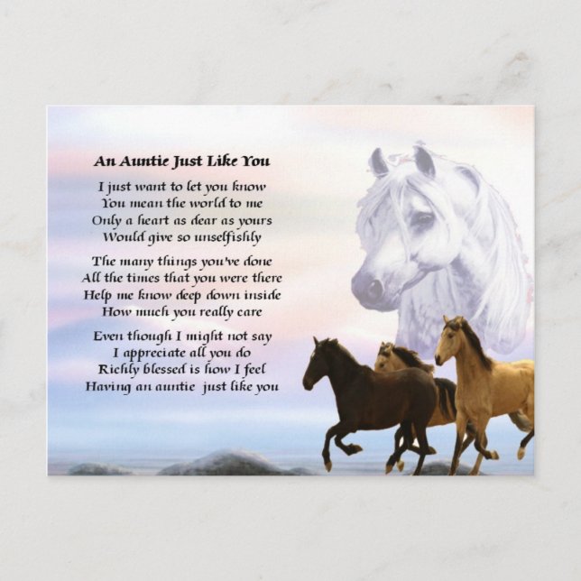 Postal Auntie Poem Horses (Anverso)
