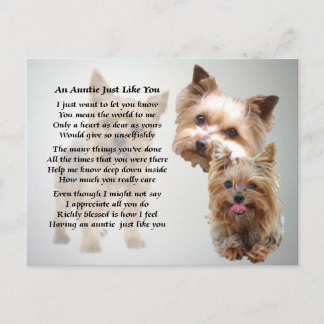 Postal Auntie Poem - Yorkshire terrier (Anverso)